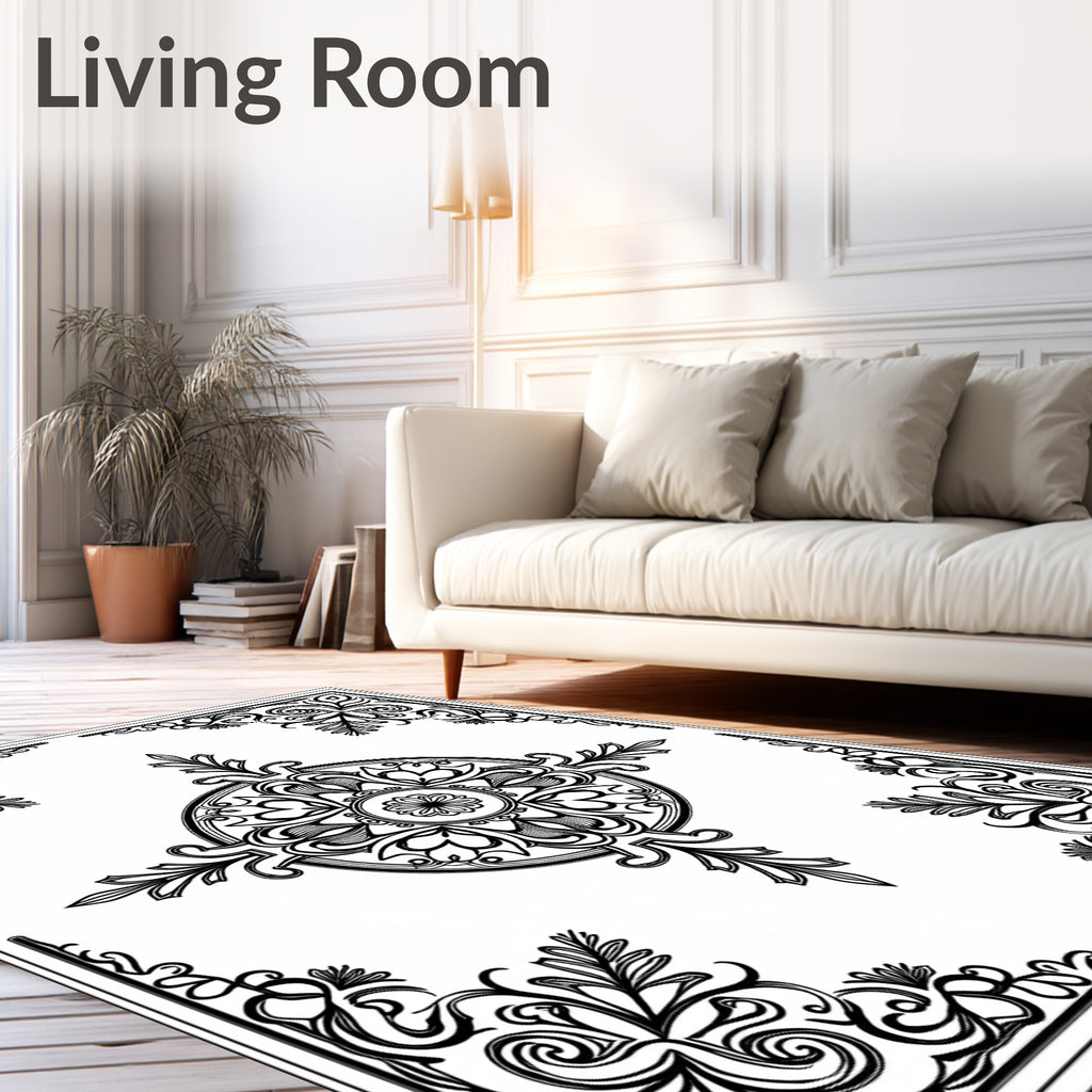 Ornate Filigree Floral Mandala Rug
