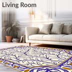 Blue Nature Branch Border Design Rug