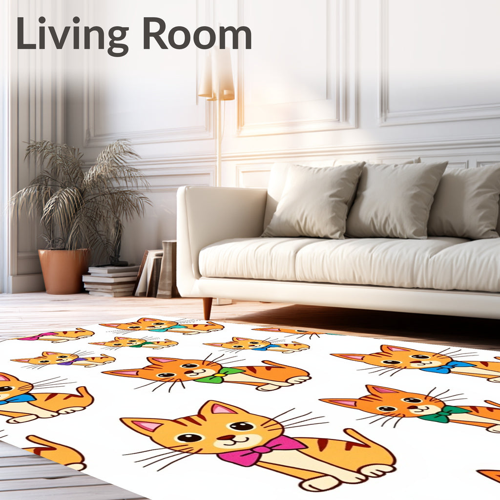 Cute Orange Cats with Bow Ties Pattern Rug
