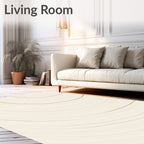 Modern Concentric Gold Lines Rug