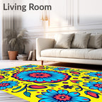 Vibrant Floral Design Bold Folk Pattern Rug