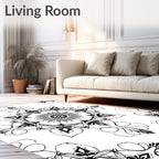 Monochromatic Floral Medallion Pattern Rug