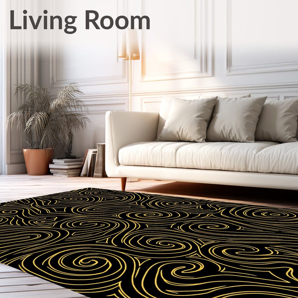 Gold Swirls Abstract Pattern Rug