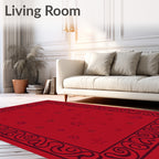 Red Scrollwork With Star Accents Rug