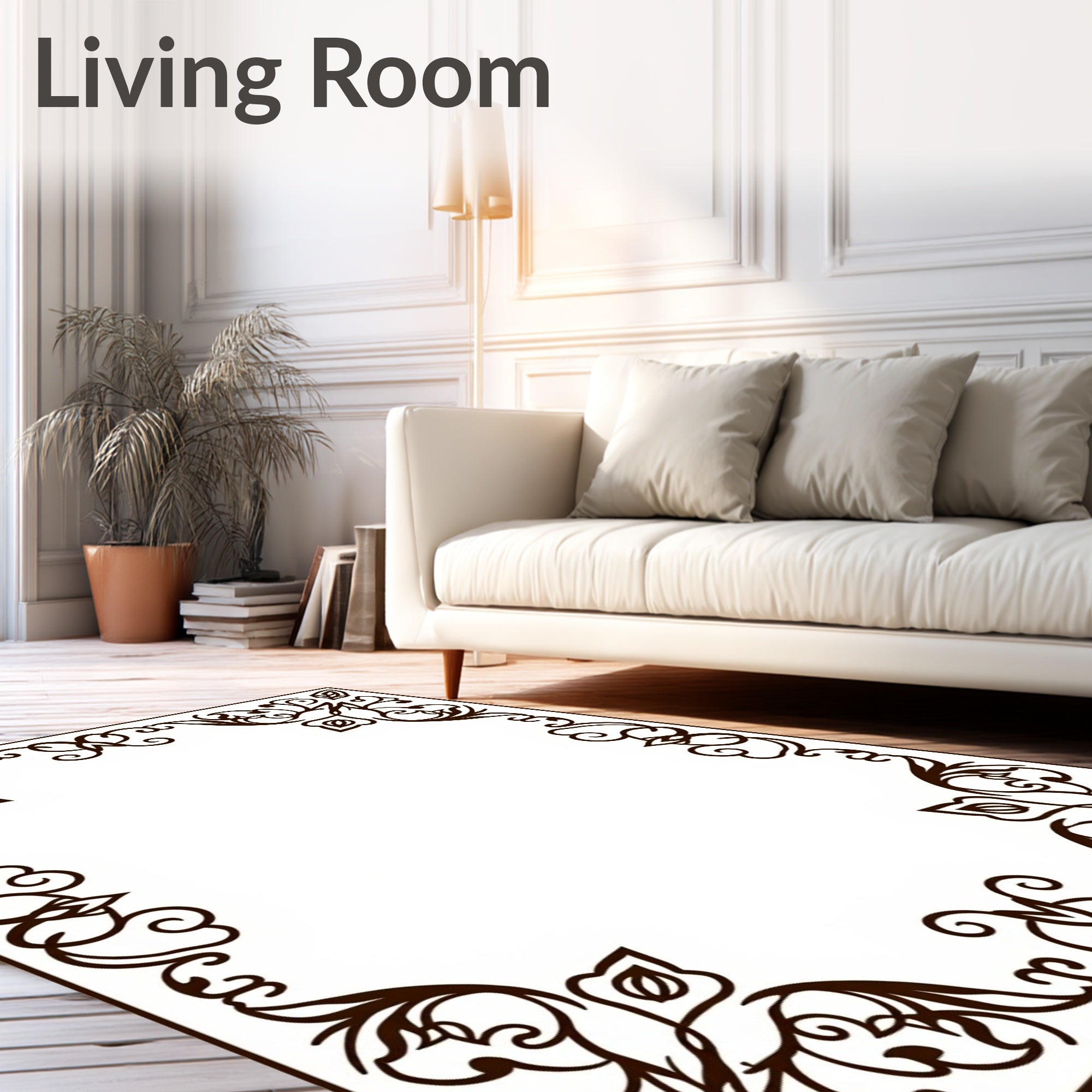 Elaborate Floral Scrollwork Accent Rug