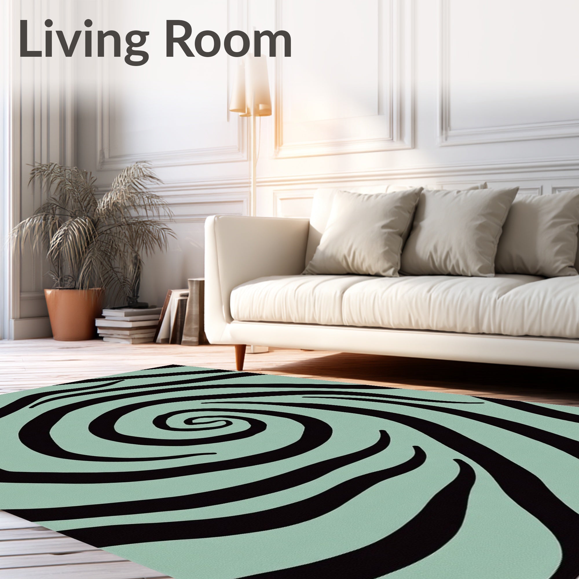 Abstract Swirl Zebra Stripes Rug