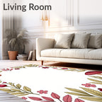Whimsical Mushroom And Floral Border Rug