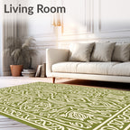 Ornate Line Art Leaf Pattern Rug