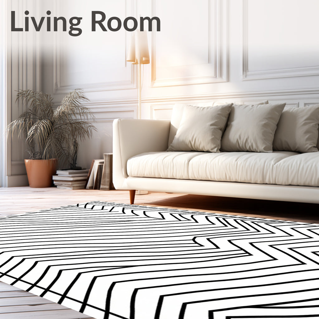 Monoline Wavy Chevron Pattern Design Rug