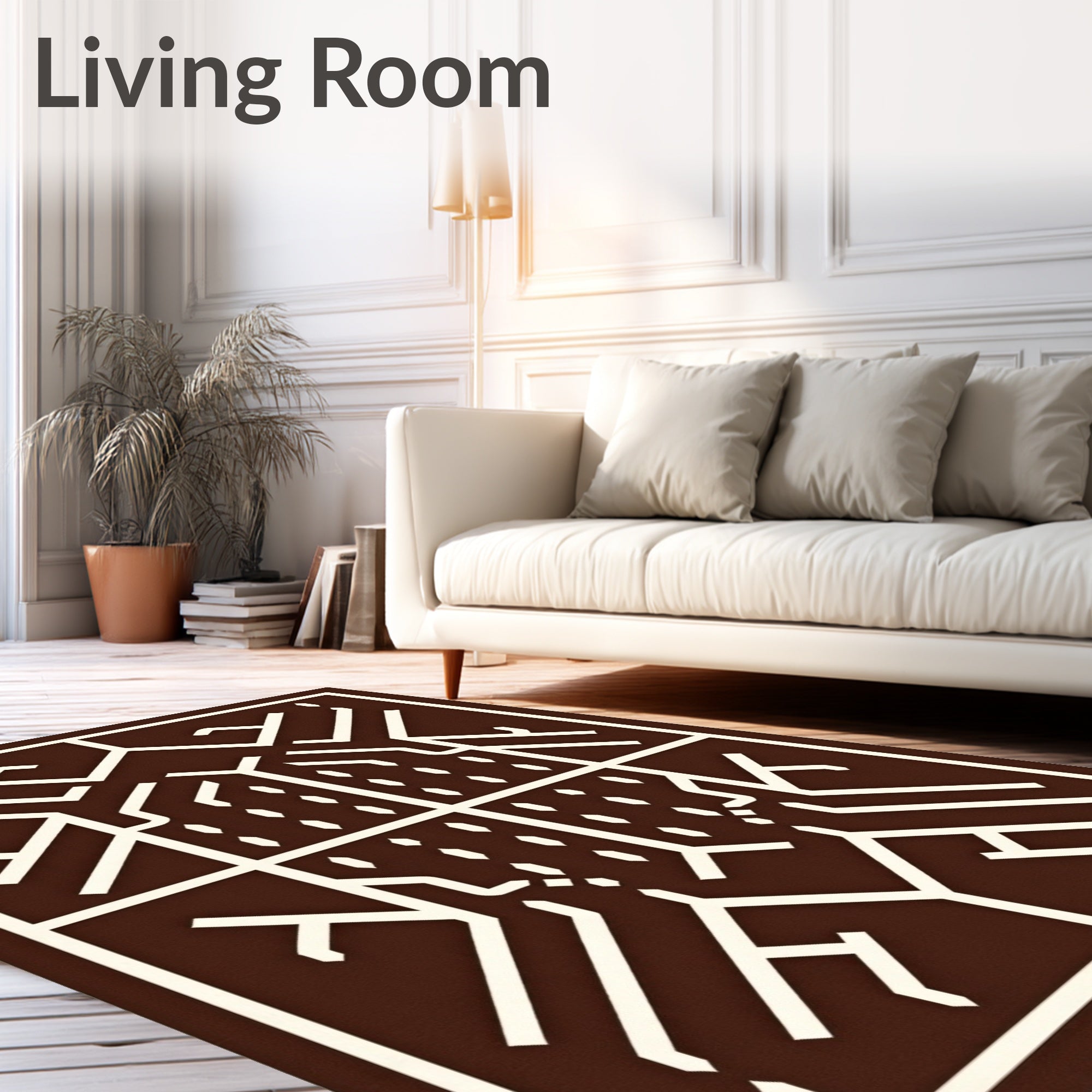 Geometric Branch Patterned Abstract Rug