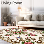 Floral Scrollwork Blossom Design Rug