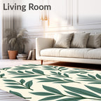 Organic Green Leaf Pattern Print Rug