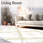 Gold and White Diamond Geo Rug