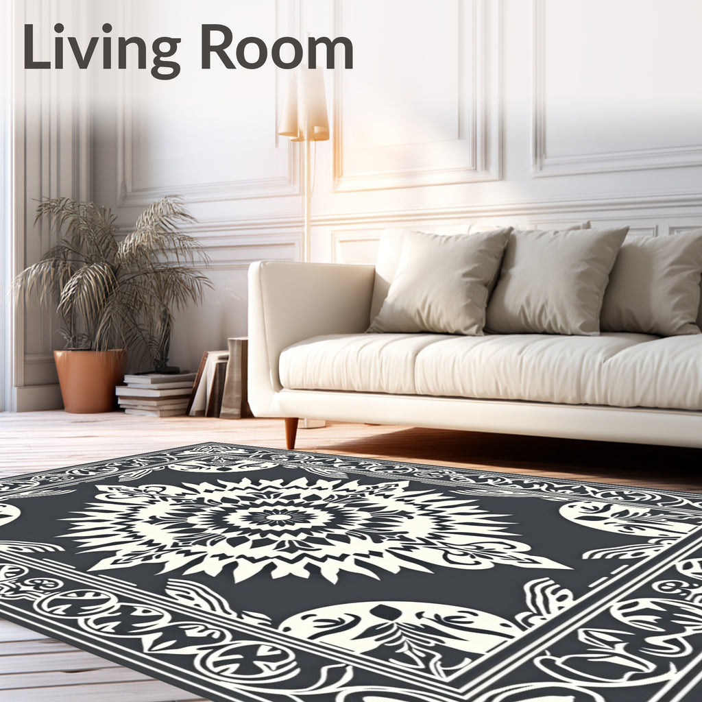 Intricate Floral Mandala Design Rug