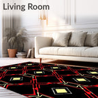 Bold Red Yellow Diamond Pattern Rug