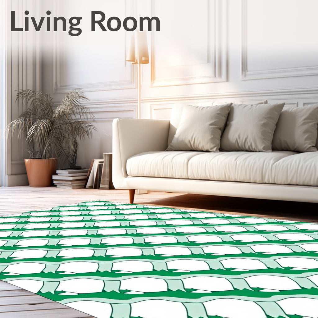 Green Curvy Lattice Pattern Rug