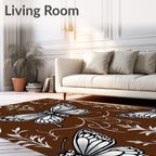 Elegant White Butterfly Pattern Rug