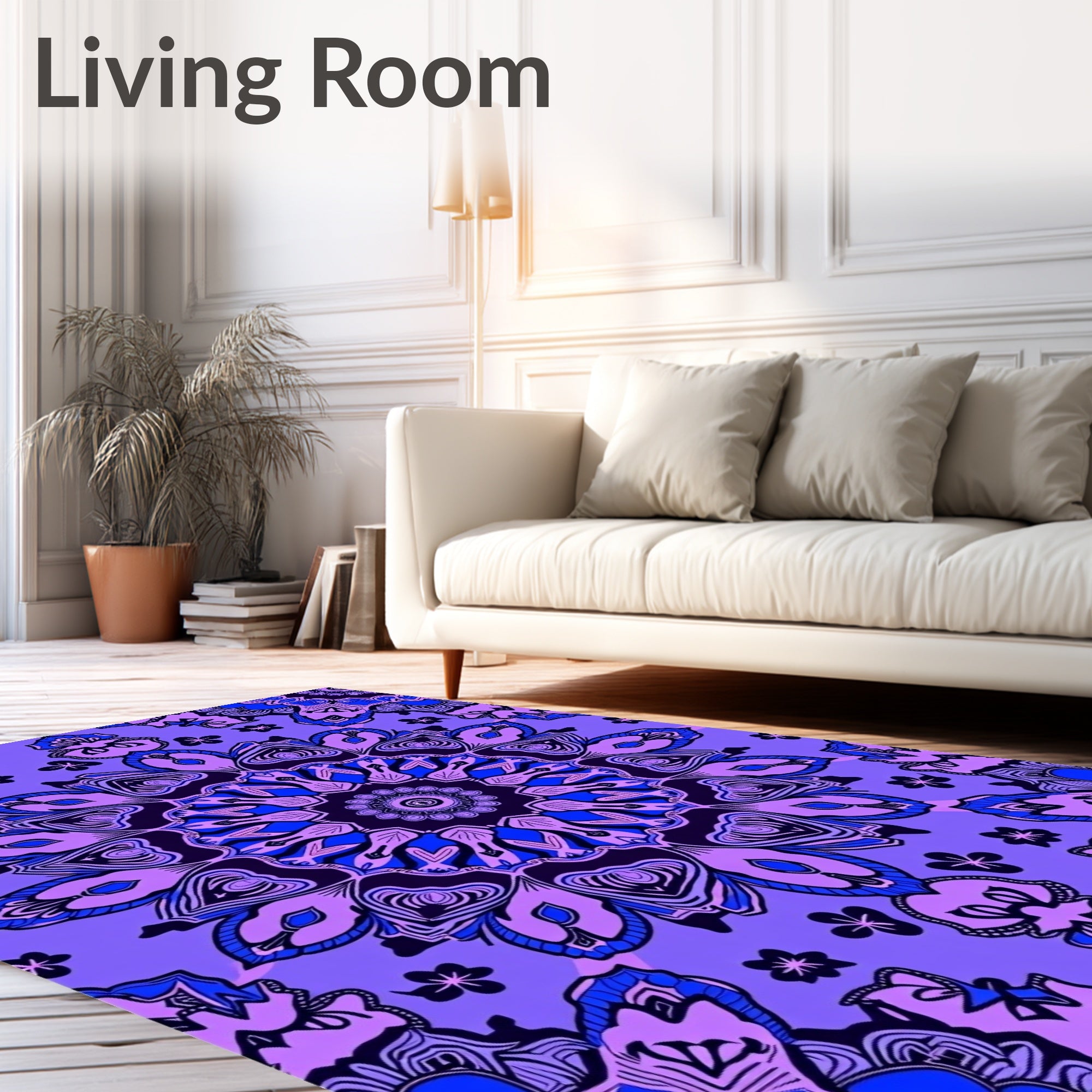 Intricate Mandala Patterned Violet Rug