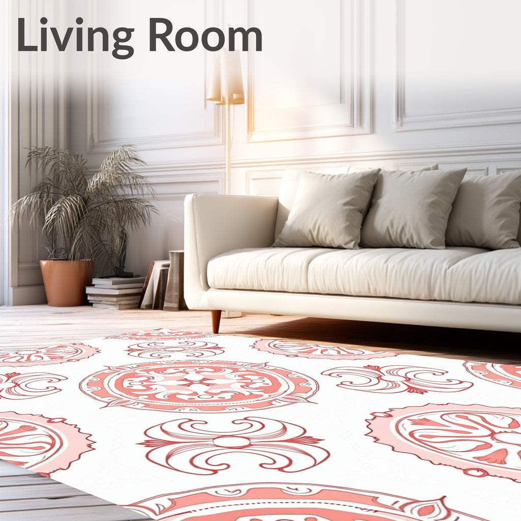 Coral Medallion Floral Pattern Rug