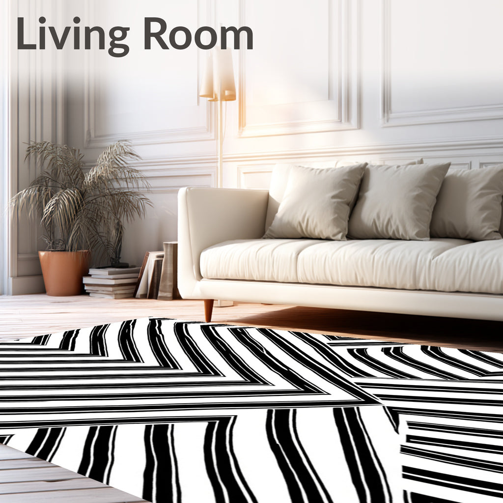 Monochromatic Abstract Stripe Design Rug