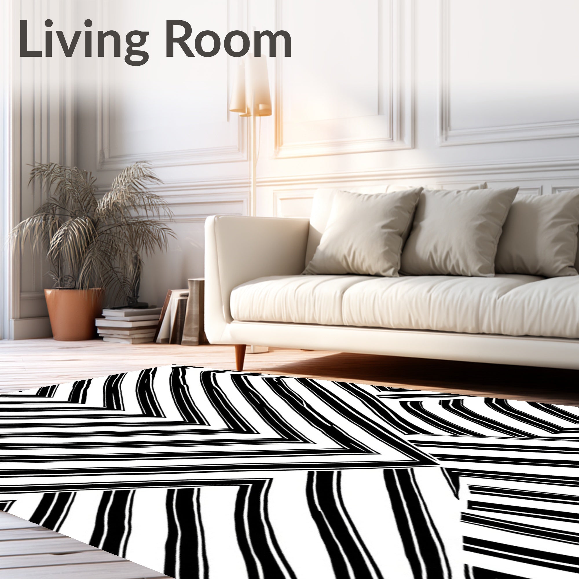 Monochromatic Abstract Stripe Design Rug