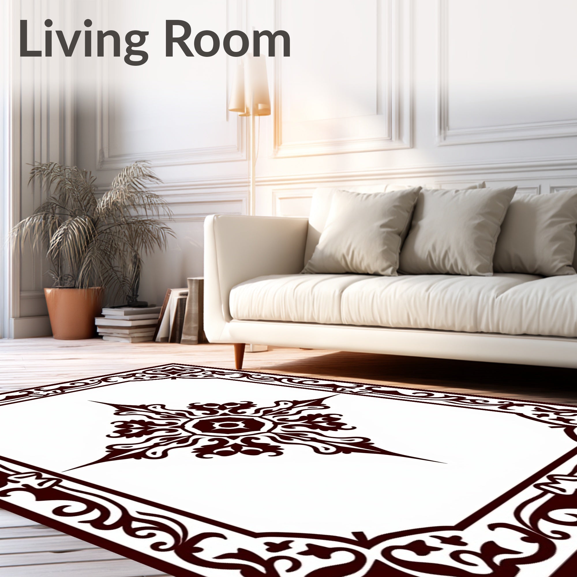 Ornate Dark Red Floral Medallion Rug