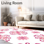 Pink Floral Scrollwork Baroque Pattern Rug