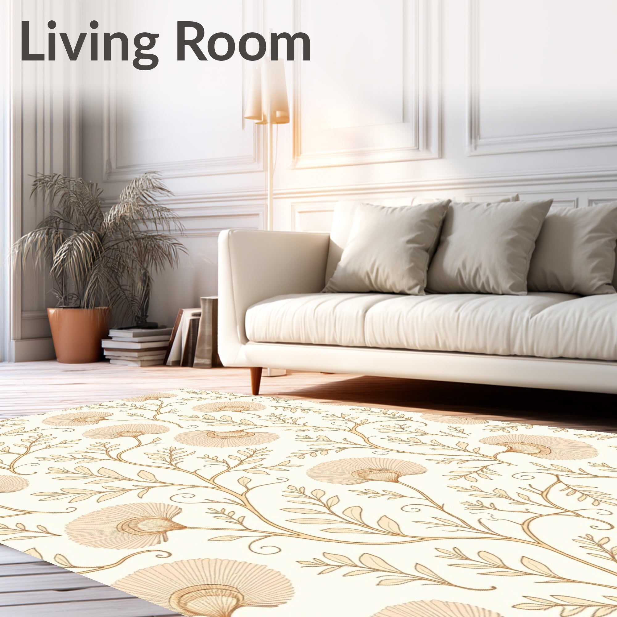 Vintage Botanical Branch Leaf Pattern Rug