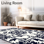 Classic Dark Floral Botanical Design Rug