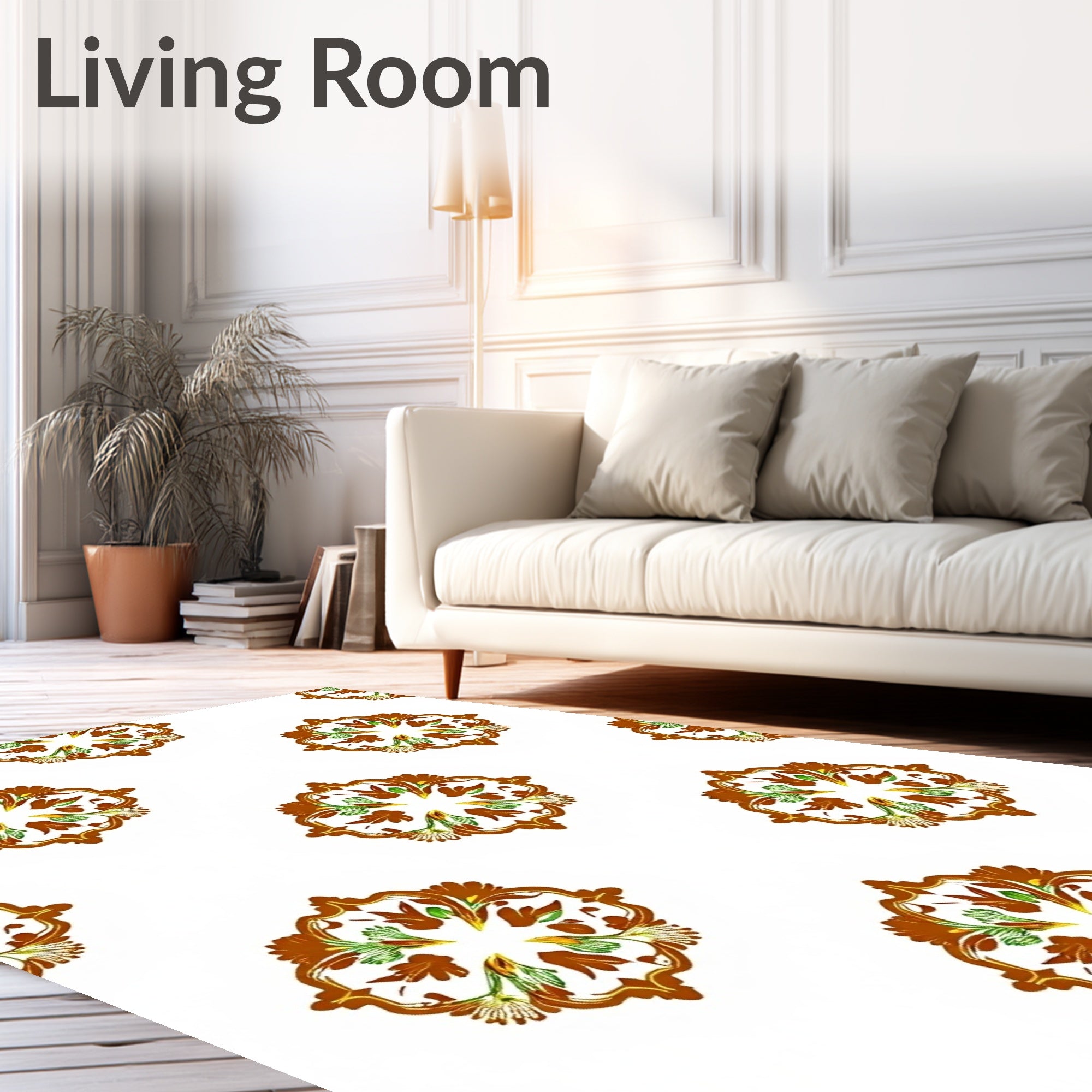 Brown Floral Medallion Pattern Rug