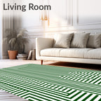 Modern Green Stripe Geometric Design Rug