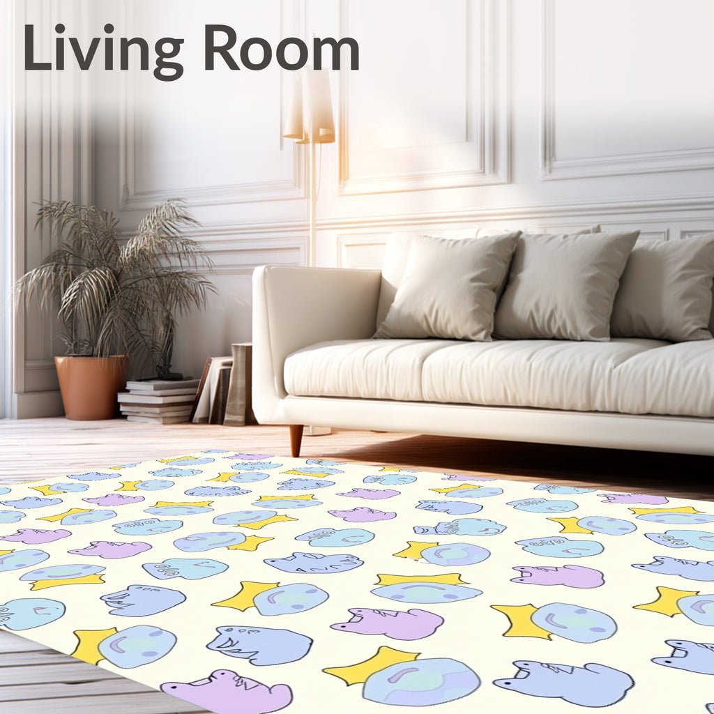 Cute Frog Pond Pattern Rug