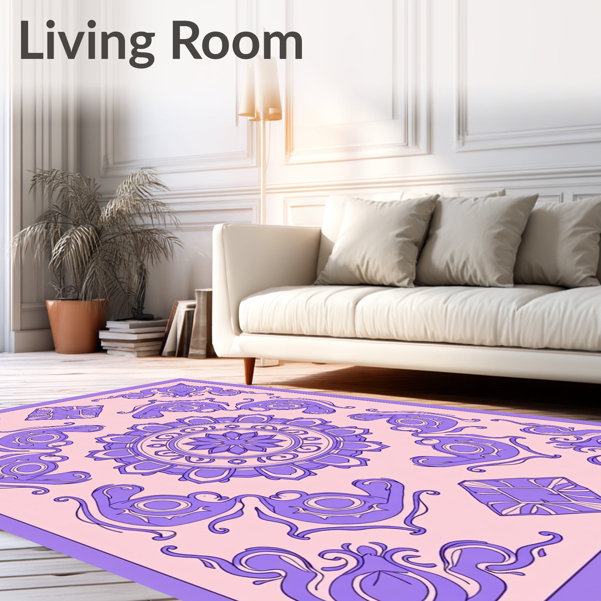 Floral Mandala Inspired Lilac Design Rug
