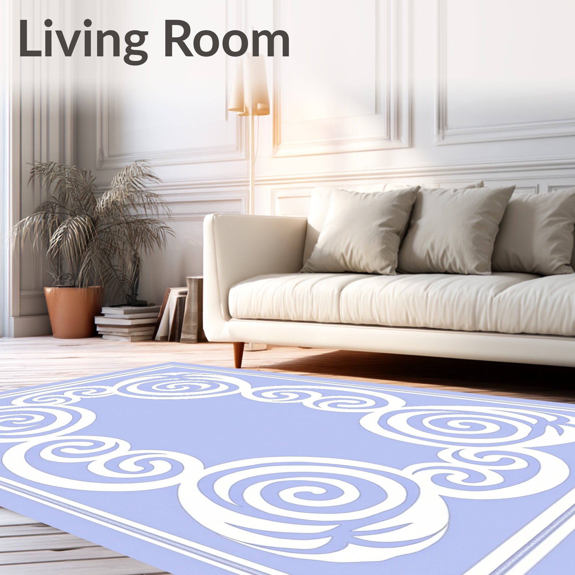 Scrolling Curves Lace Inspired Design Rug