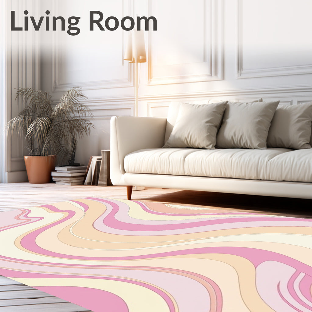 Retro Swirl Pastel Wave Pattern Rug