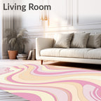 Retro Swirl Pastel Wave Pattern Rug