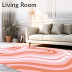 Abstract Swirling Pastel Lines Rug
