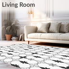 Monochromatic Geometric Floral Pattern Design Rug