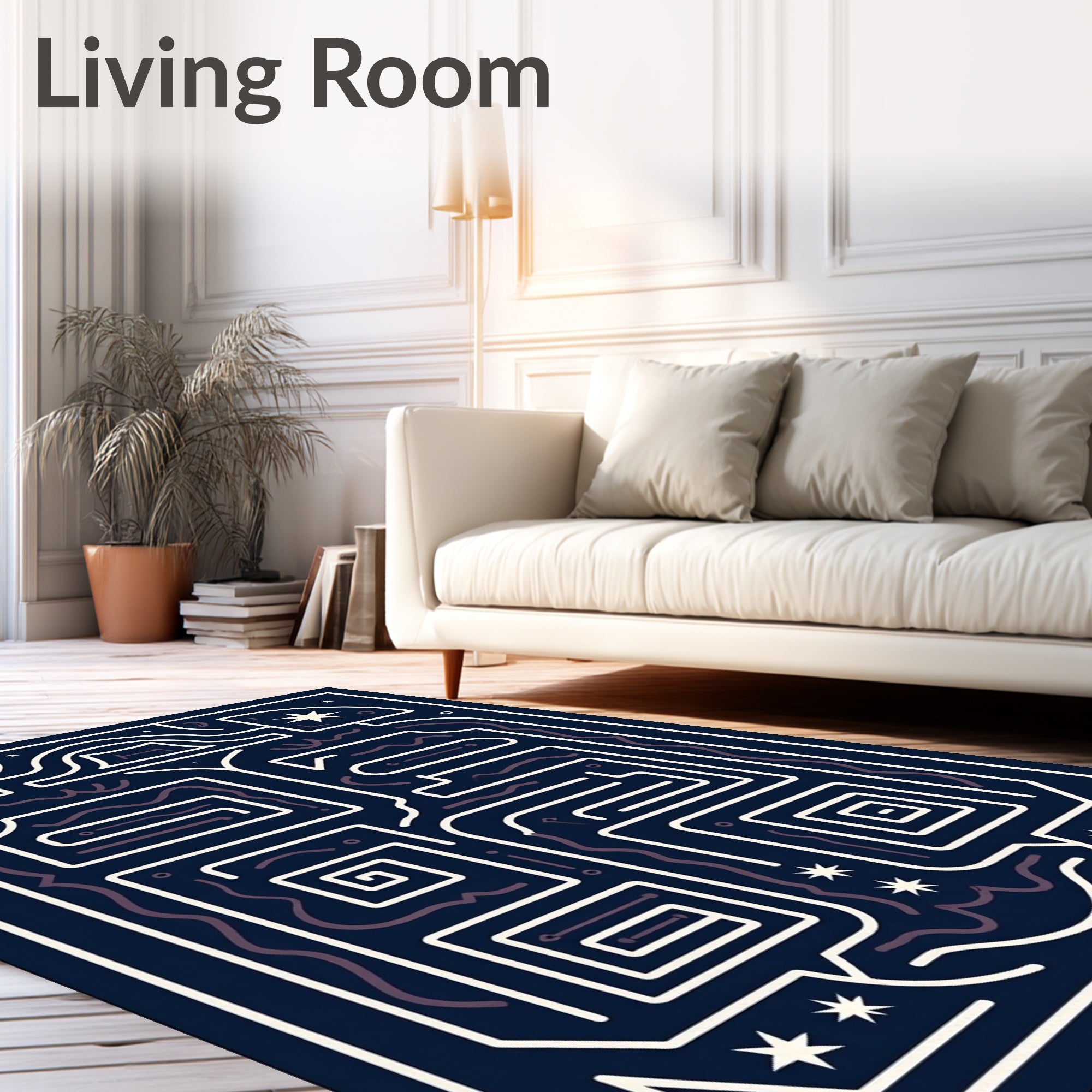 Celestial Geometric Maze Pattern Design Rug