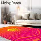 Vibrant Sunset Wavy Line Design Rug
