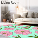 Pink Flower Pattern Design Rug
