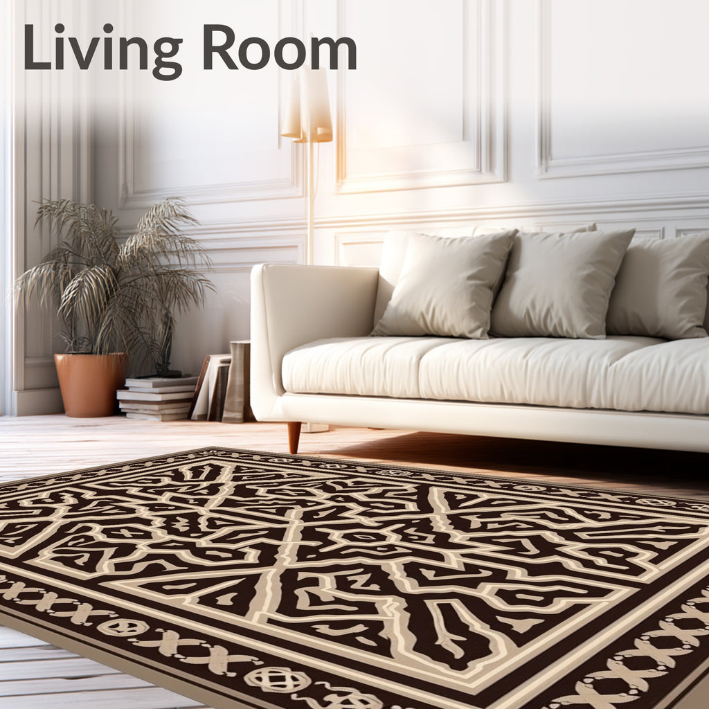 Intricate Geometric Dark Light Pattern Rug