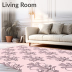 Elegant Pink Floral Damask Rug