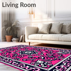 Vibrant Pink Mandala Floral Design Rug