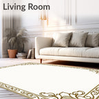 Ornate Gold Scrollwork Floral Design Rug