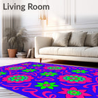 Retro Floral Swirl Design Rug