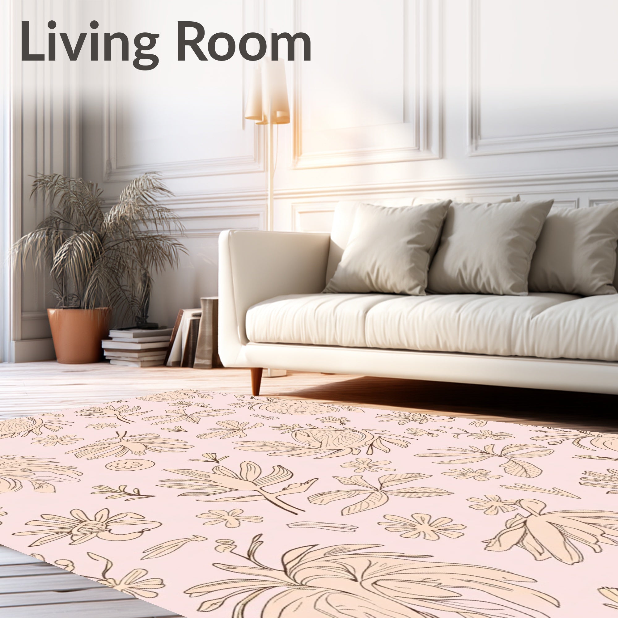 Natural Leaf Floral Sketch Rug