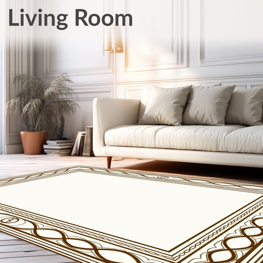 Geometric Border With Interlocking Loops Rug