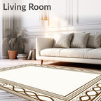 Geometric Border With Interlocking Loops Rug