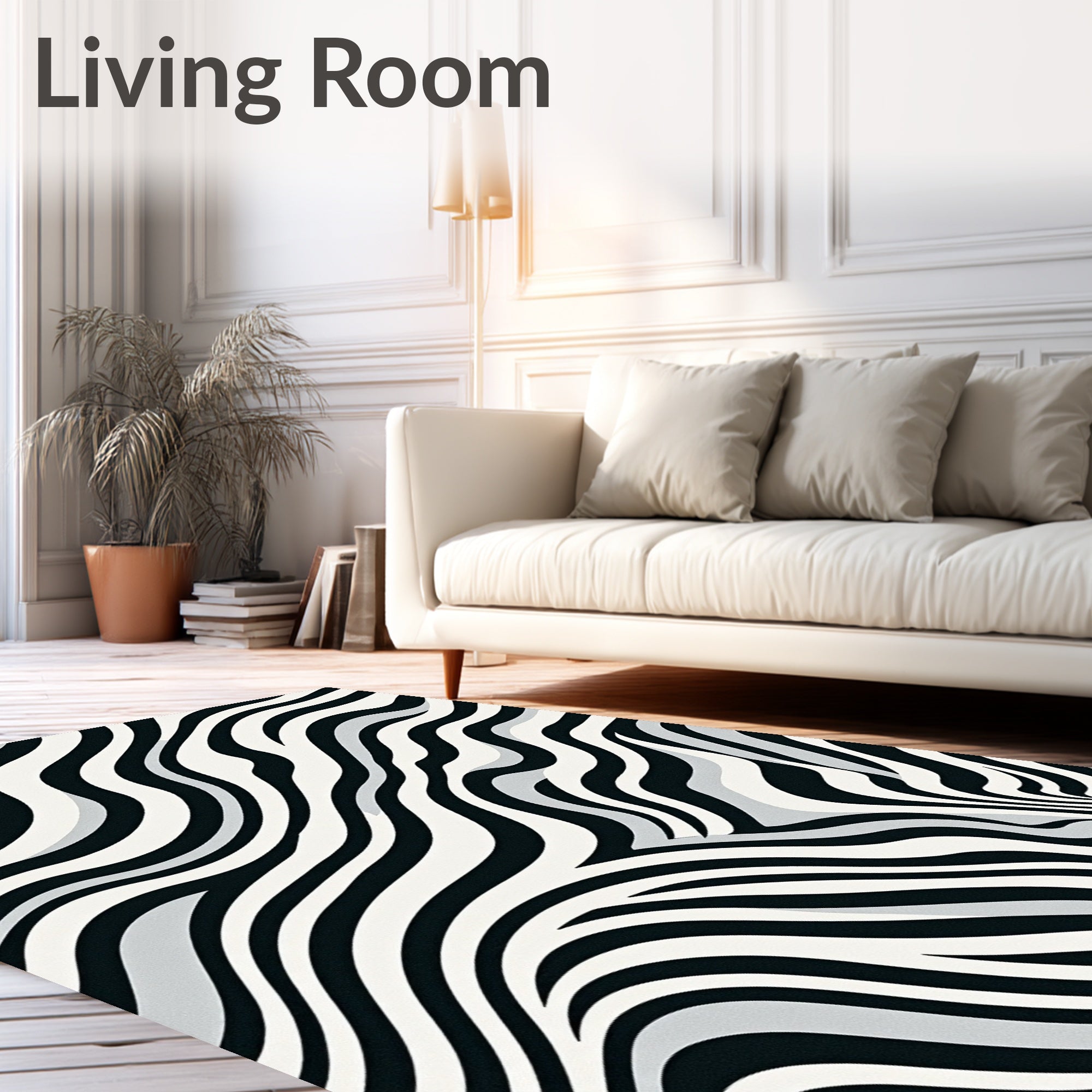 Dynamic Zebra Stripe Pattern Rug